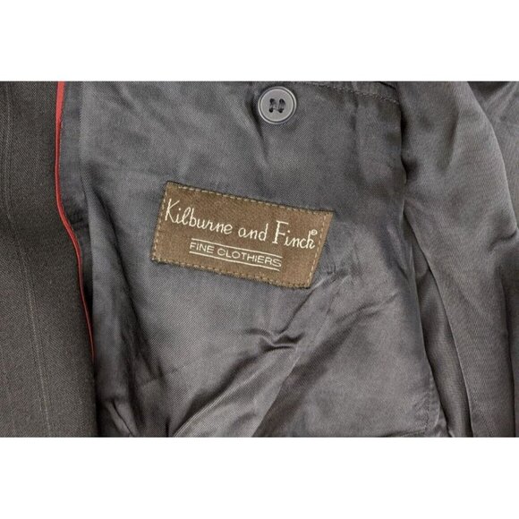 KILBURNE & FINCH - BLUE PINSTRIPE DOUBLE-BREASTED BLAZER JACKET SPORT COAT 42R - Picture 5 of 8